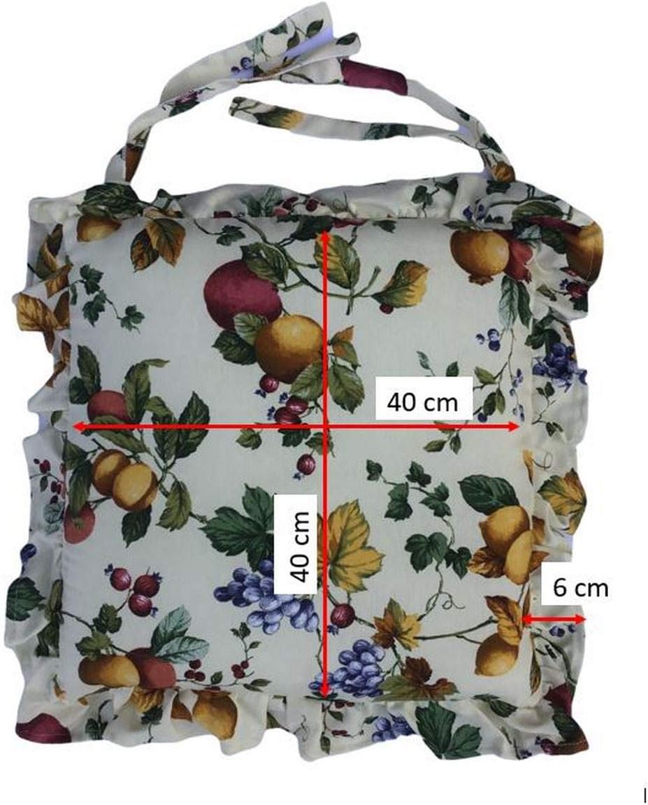 Galettes de chaise à volants – Lot de 4 coussins en coton lavables - Motif automne