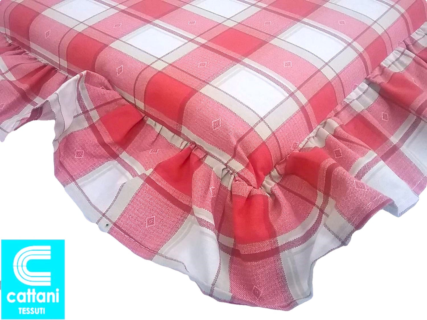  Galettes de chaise à volants – Lot de 4 coussins en coton lavables - coloris rouge