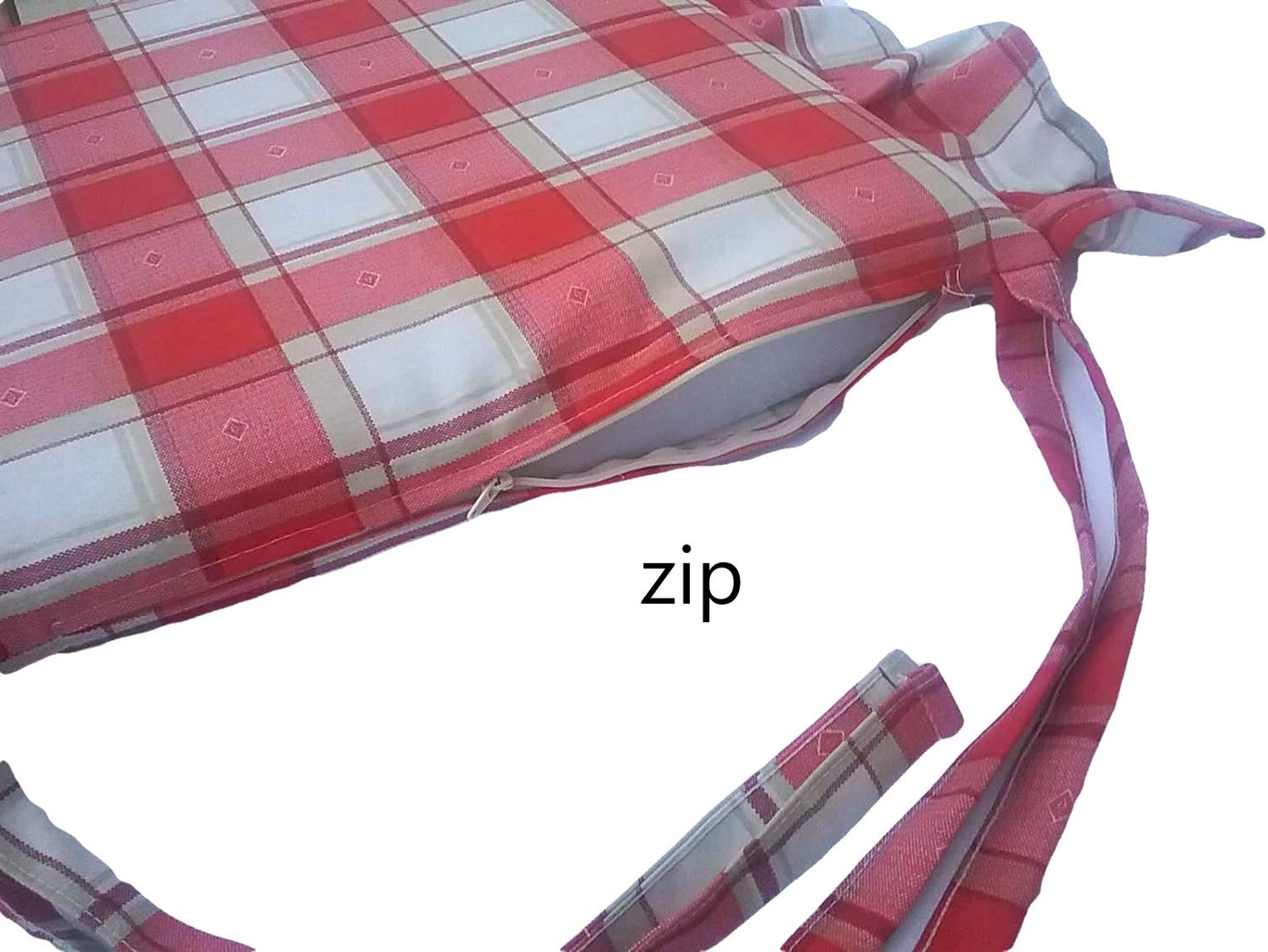  Galettes de chaise à volants – Lot de 4 coussins en coton lavables - coloris rouge