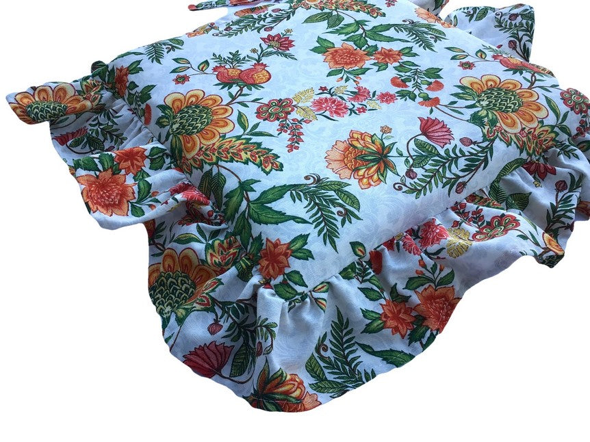 Galettes de chaise à volants – Lot de 6 coussins en coton lavables - multicolore