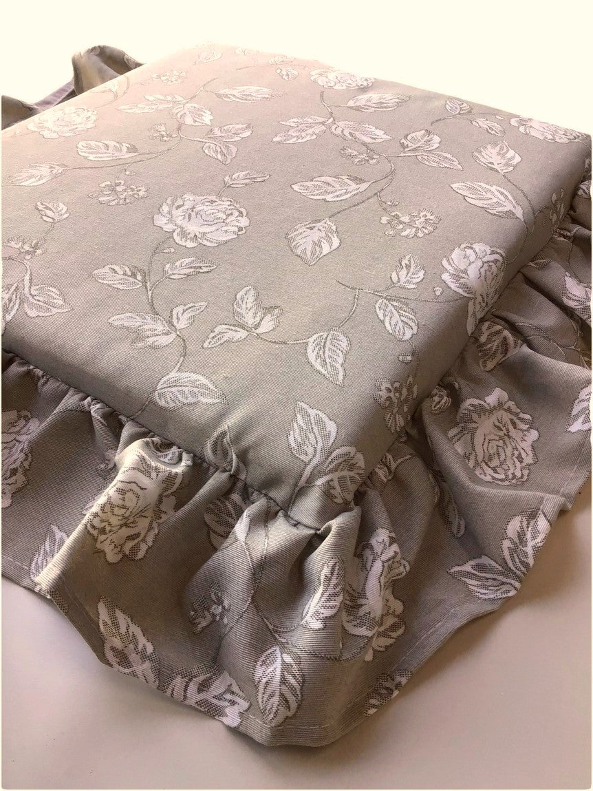 Galettes de chaise à volants – Lot de 4 coussins en coton lavables - coloris taupe