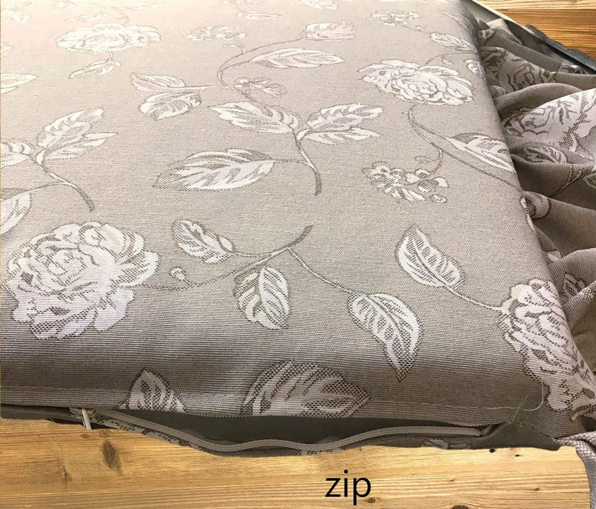 Galettes de chaise à volants – Lot de 6 coussins en coton lavables - coloris taupe