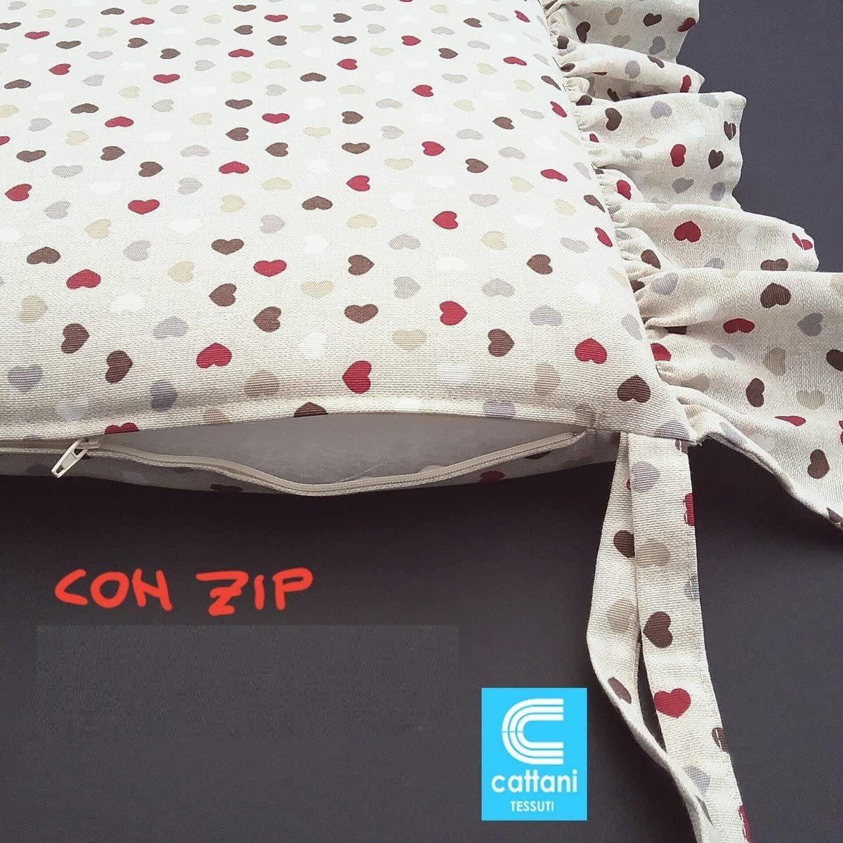 Galettes de chaise à volants – Lot de 4 coussins en coton lavables - coloris beige
