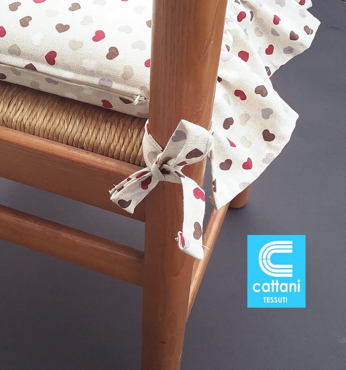  Galettes de chaise à volants – Lot de 6 coussins en coton lavables - coloris beige