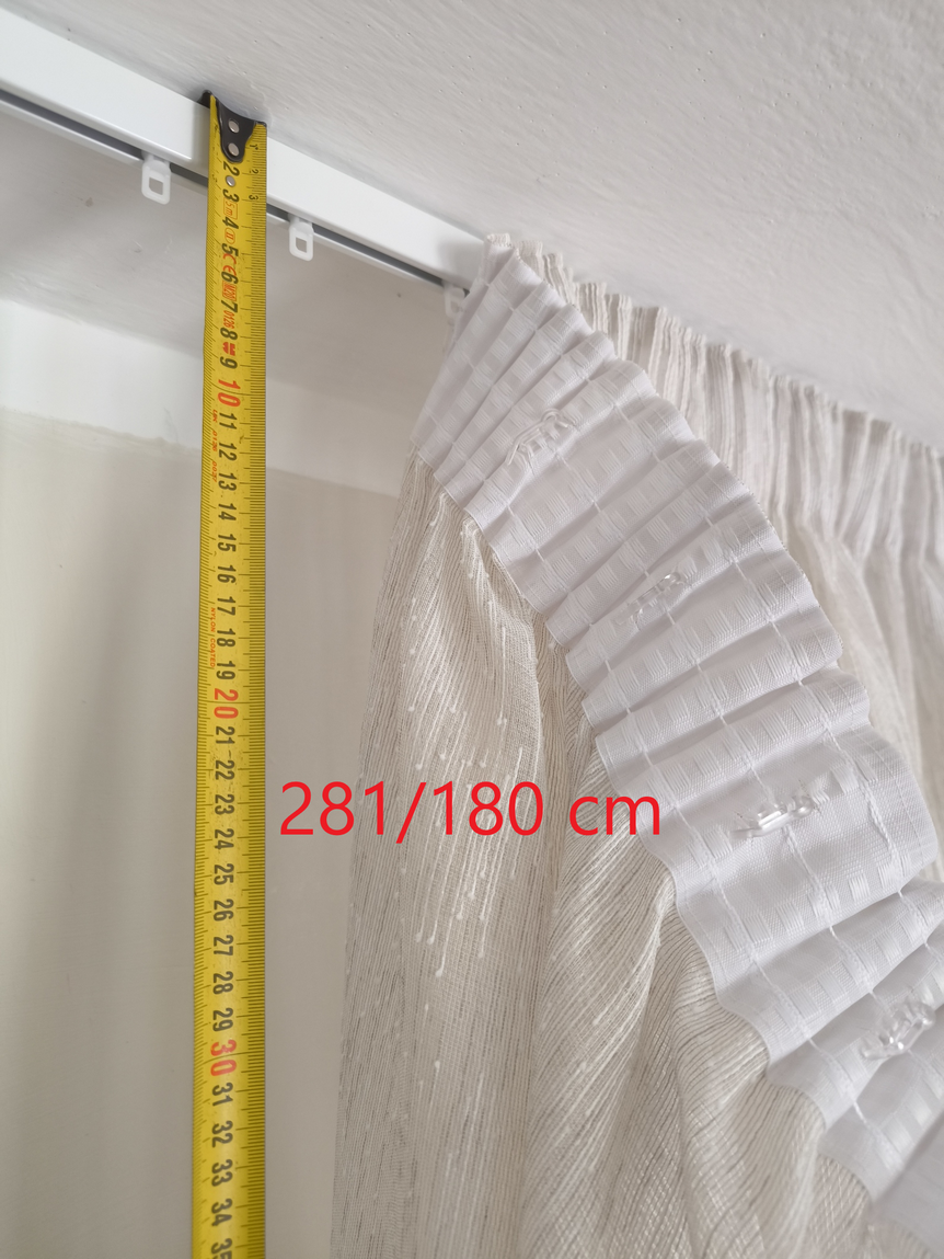 Voilage avec galon fronceur et Ruflette personnalisé – Tissu en lin blanc brodé, compatible avec rails de 140 à 170 cm, hauteurs 180 à 281 cm – art. 800
