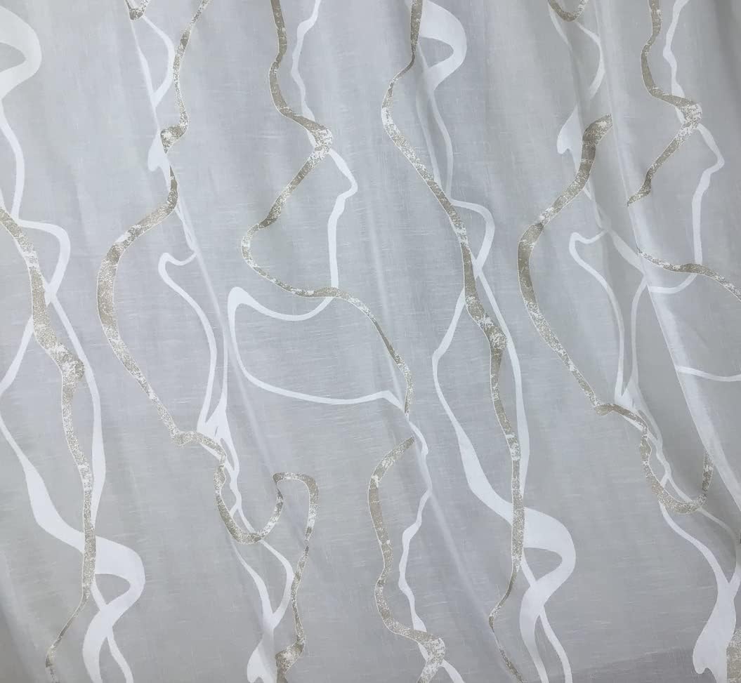 Voilage à oeillets, largeur max 200 cm - hauteur sur mesure - blanc/taupe-art.803