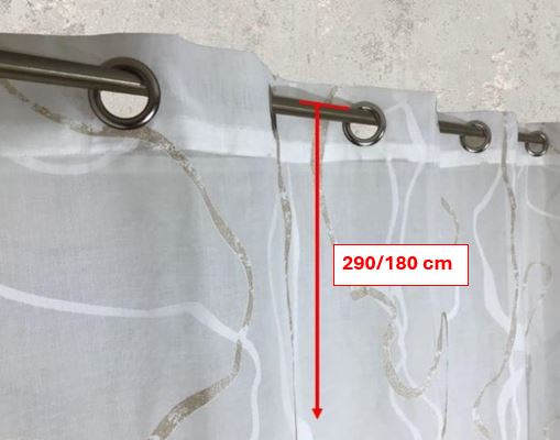 Voilage à oeillets, largeur max 200 cm - hauteur sur mesure - blanc/taupe-art.803