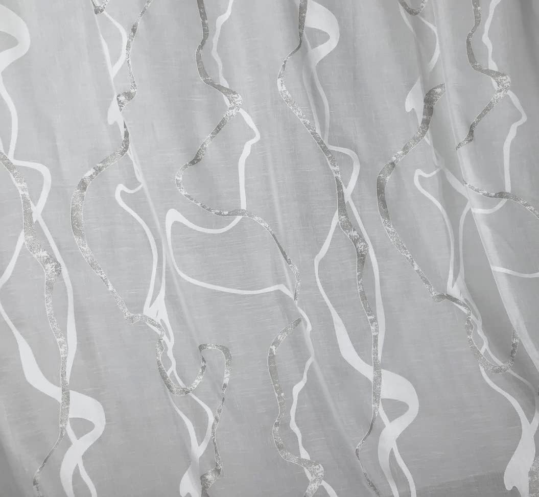 Voilage à oeillets, largeur max 200 cm - hauteur sur mesure - blanc/gris-art.802