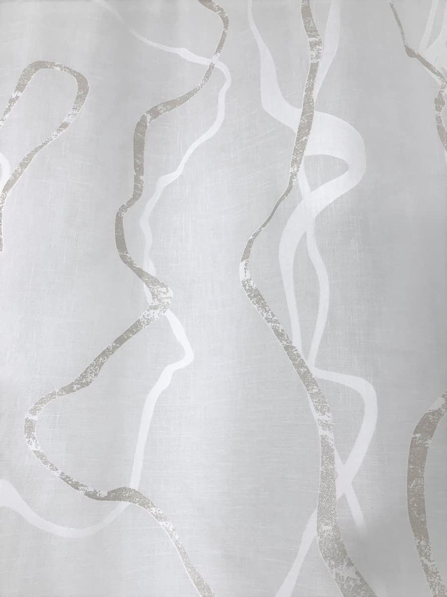 Voilage à oeillets, largeur max 200 cm - hauteur sur mesure - blanc/gris-art.802