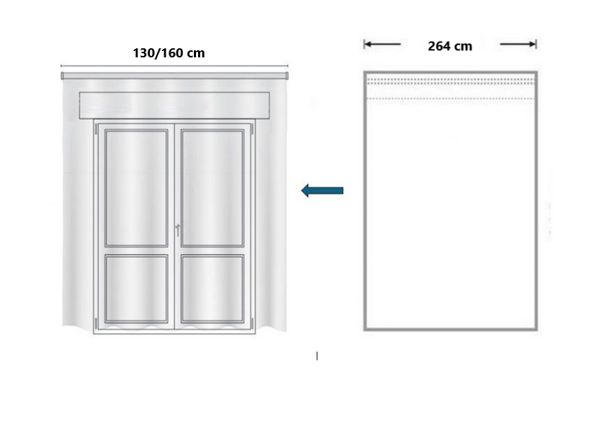 Voilage avec galon fronceur et Ruflette personnalisé  - Tissu uni effet lin blanc, compatible avec rails de 130/160 cm, hauteur de 180 à 325 cm -