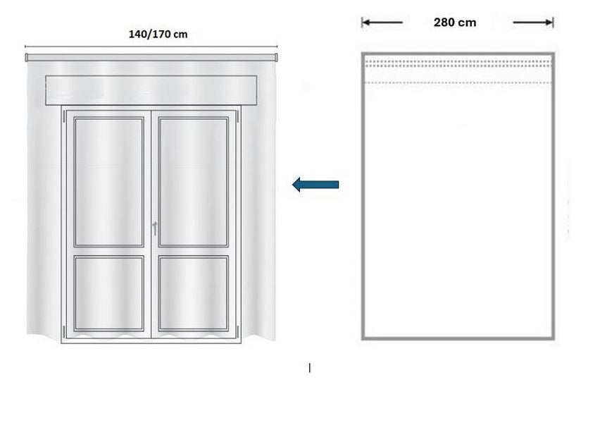 Voilage avec galon fronceur et Ruflette personnalisé - tissu gris avec broderie blanche, compatible avec rails de  140/170 cm, hauteur de 180 à 281 cm - art.809