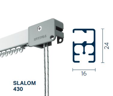 Rail en aluminium MOTTURA pour rideaux drapés légers et moyens – Sur mesure – Art. 202