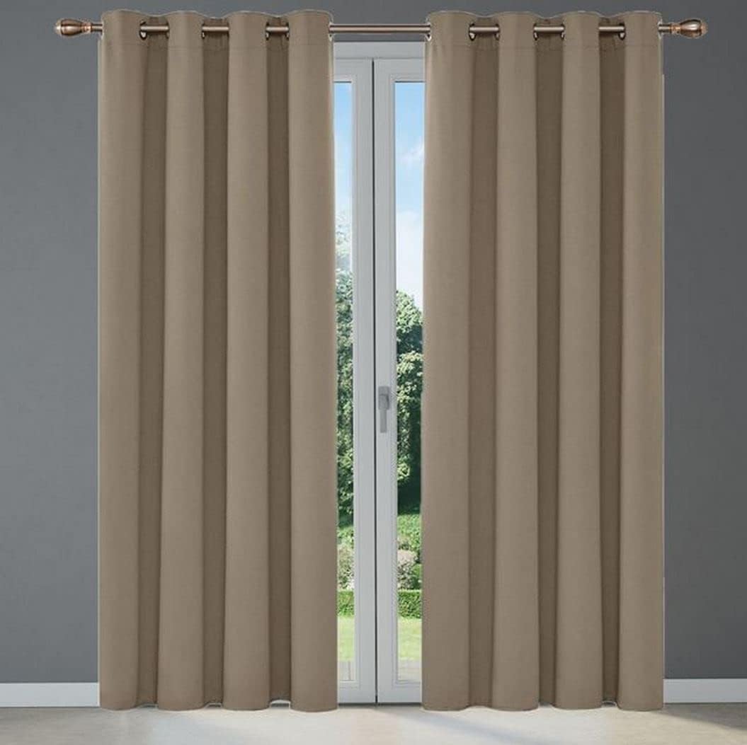 Rideau à oeillets occultants thermiques - largeur maxi 200 - taupe-art.804