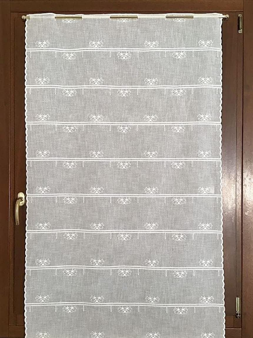 Voilage vitrage brise bise  - largeur 45/60/90 cm - Longueur individuelle - tissu effet lin brodé - art.705
