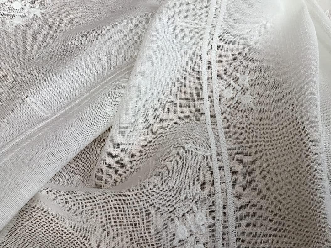 Voilage vitrage brise bise  - largeur 45/60/90 cm - Longueur individuelle - tissu effet lin brodé - art.705
