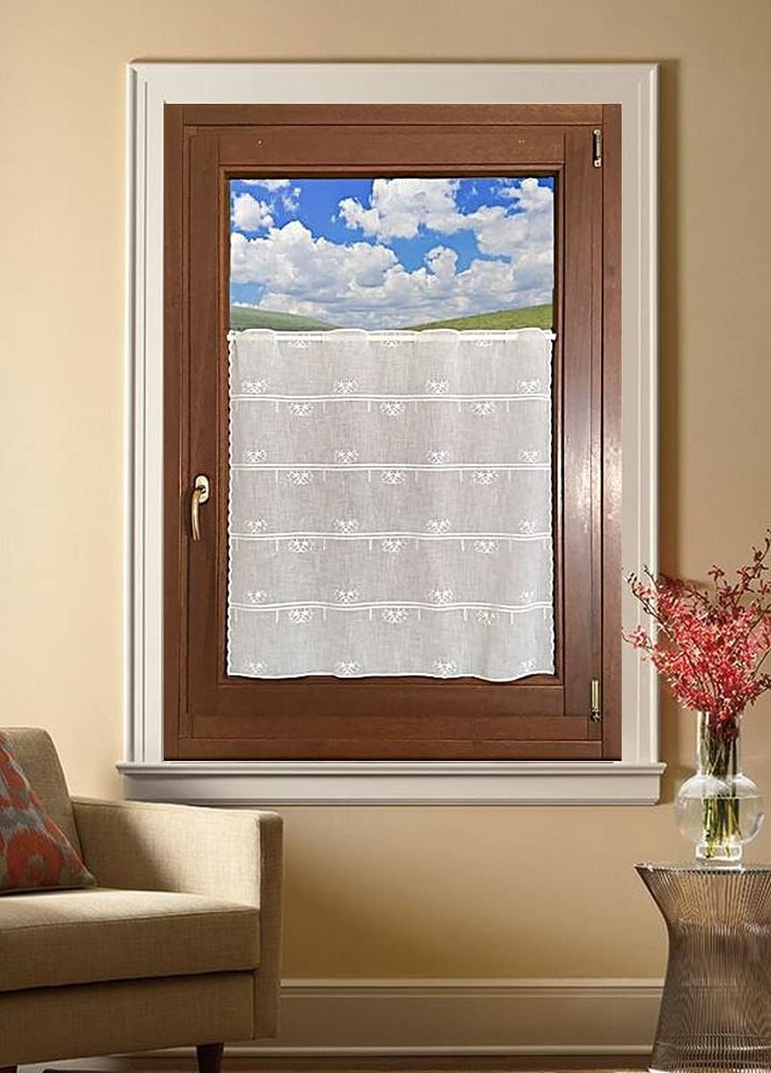 Voilage vitrage brise bise  - largeur 45/60/90 cm - Longueur individuelle - tissu effet lin brodé - art.705