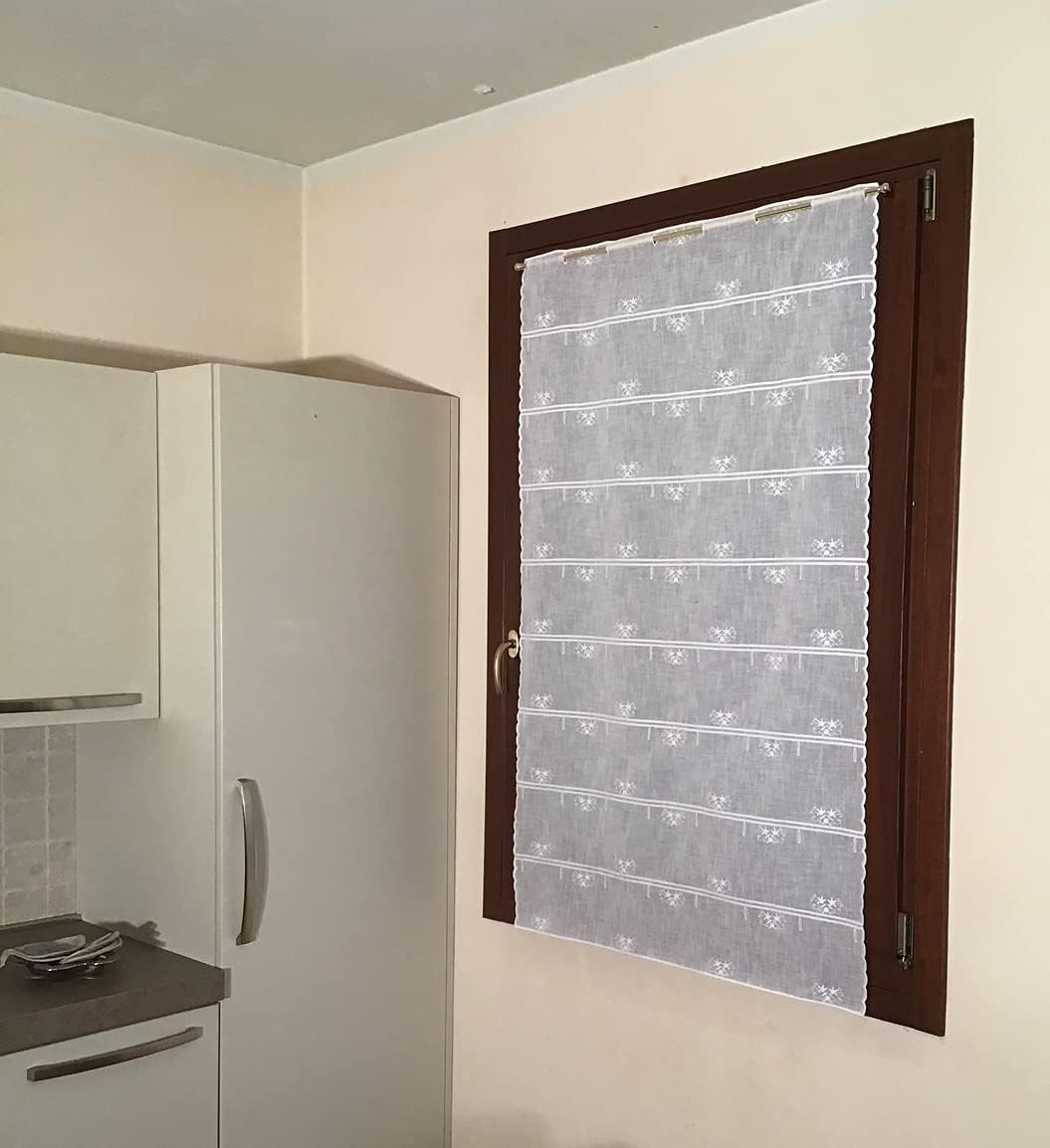 Voilage vitrage brise bise  - largeur 45/60/90 cm - Longueur individuelle - tissu effet lin brodé - art.705