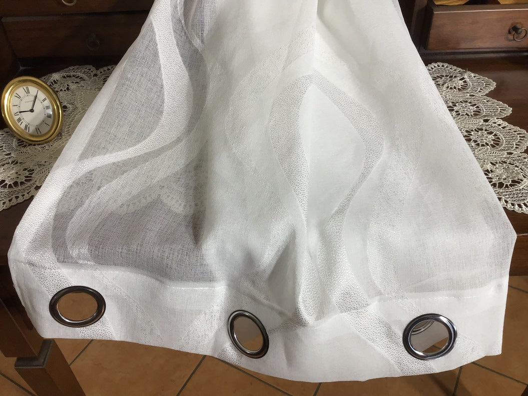 Voilage à oeillets - 1 panneau blanc - tissu fil coupé - largeur maxi 200 cm hauteur de 180 à 280 cm - rideaux salon, séjour, chambre