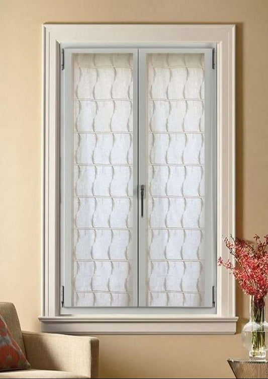  Voilage vitrage brise bise - tissu brodé effet lin - largeur 45/60/90 cm - art.709