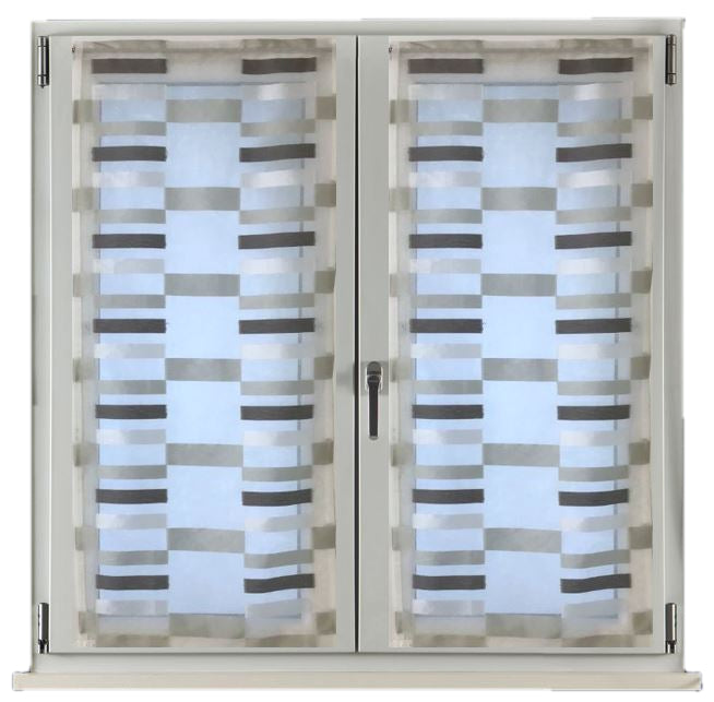 Paire de voilages vitrages - passe-tringle - largeur 60/80 - longueur personnalisée - blanc/gris - art.509