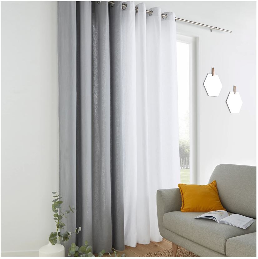 Voilage à oeillets pour intérieurs - semi-transparents - tissu effet lin - largeur maxi 200/280 - hauteur individuelle - longueur personnalisée sur demande - art.813