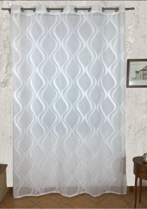Voilage à oeillets - 1 panneau blanc - tissu fil coupé - largeur maxi 200 cm hauteur de 180 à 280 cm - rideaux salon, séjour, chambre