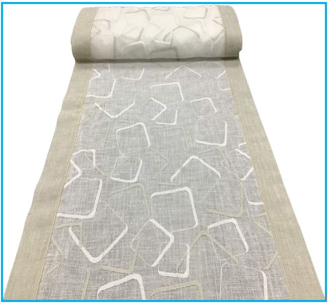 Rideaux en verre vendus au mètre - tissu blanc/beige effet lin brodé - largeur 45-50 - 60-70 - 80-90 cm … 