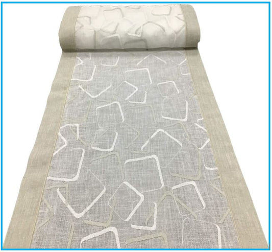 Tissu au Mètre, pour voilage vitrage, brise-bise, panneau japonais, stores Romains - Largeur de 45 à 90 cm- effet lin blanc/beige- art.104