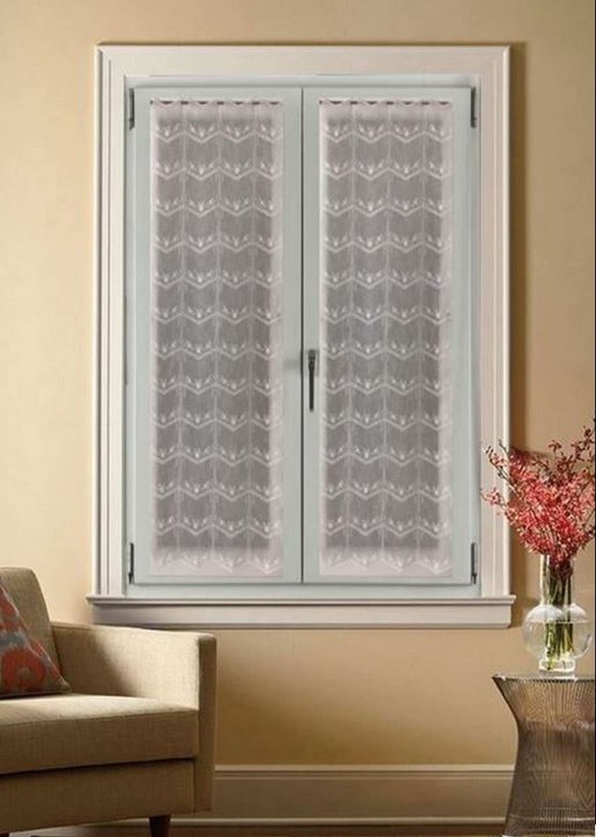 Voilage vitrage brise bise - tissu effet lin brodé blanc - largeur 45/60/90 longueur sur mesure - art.708