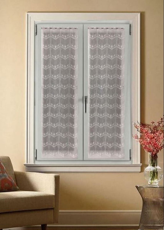 Voilage vitrage brise bise - tissu effet lin brodé blanc - largeur 45/60/90 longueur sur mesure - art.708