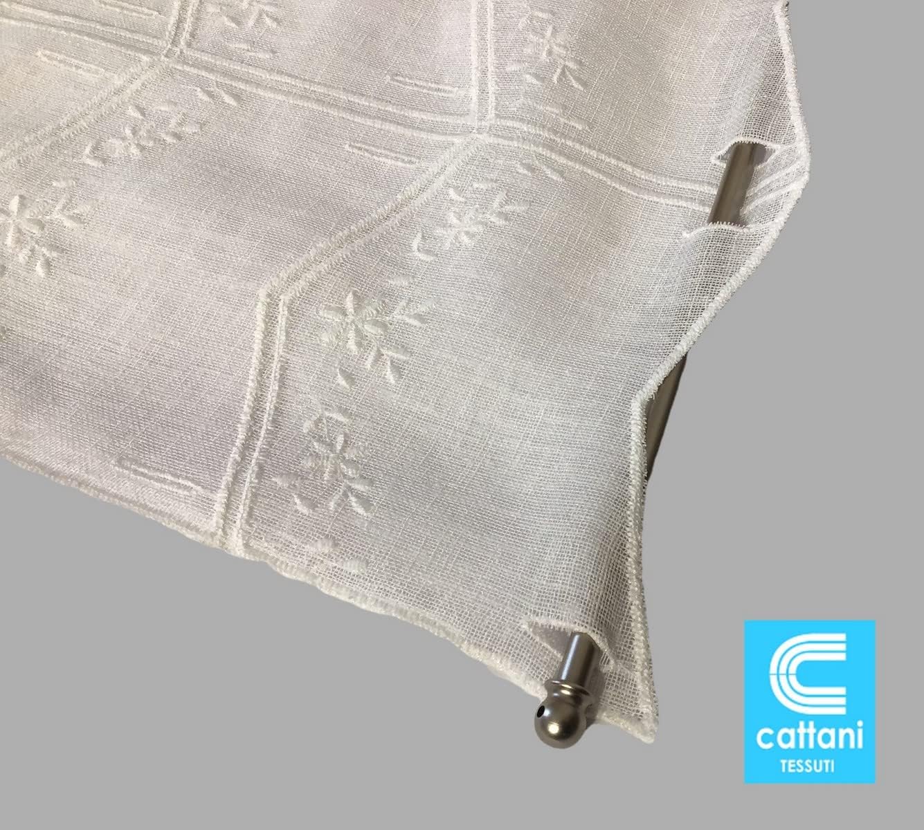 Voilage vitrage brise bise - tissu effet lin brodé blanc - largeur 45/60/90 longueur sur mesure - art.708