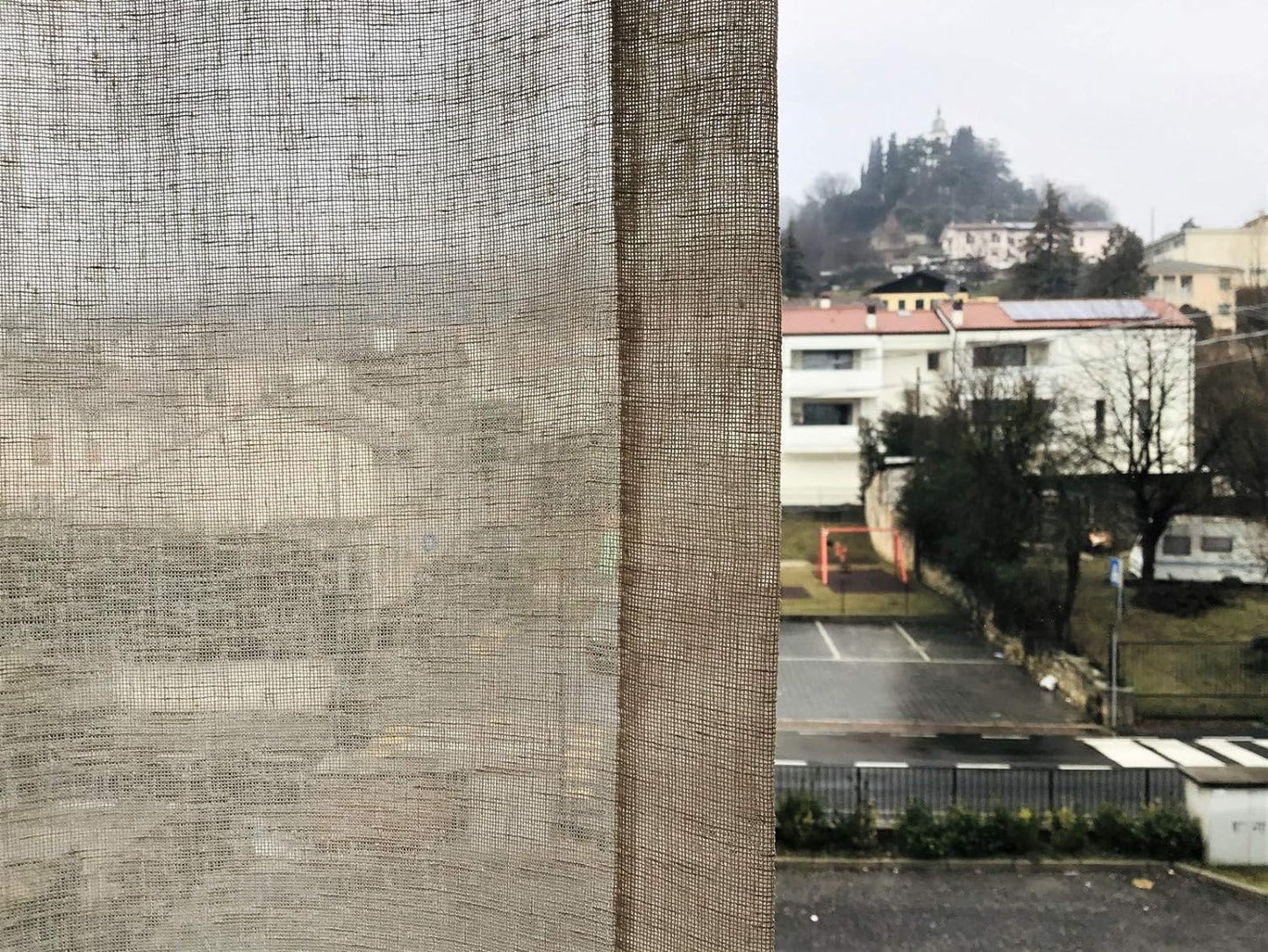 Tessuto lino colore lino leggero e trasparente per tende vetro