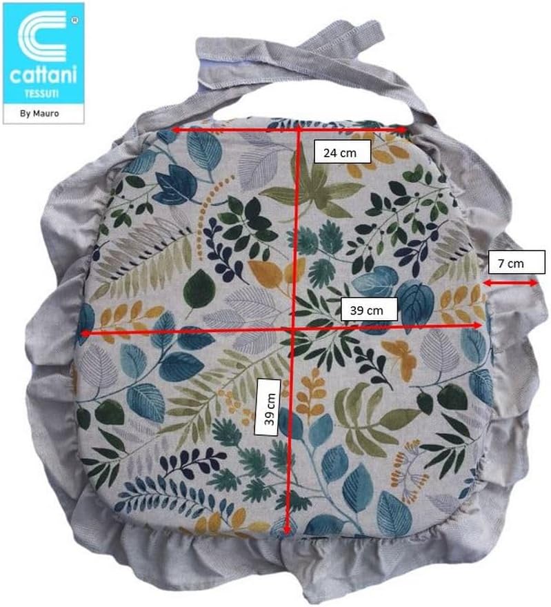 Galettes de chaise de cuisine sagomés avec volants – Lot de 4/6 coussins en coton lavables – art-1024