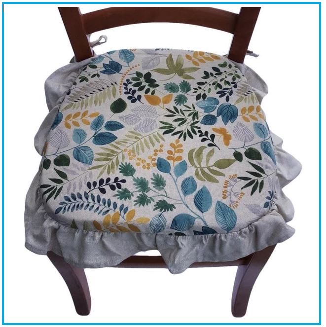 Galettes de chaise de cuisine sagomés avec volants – Lot de 4/6 coussins en coton lavables – art-1024