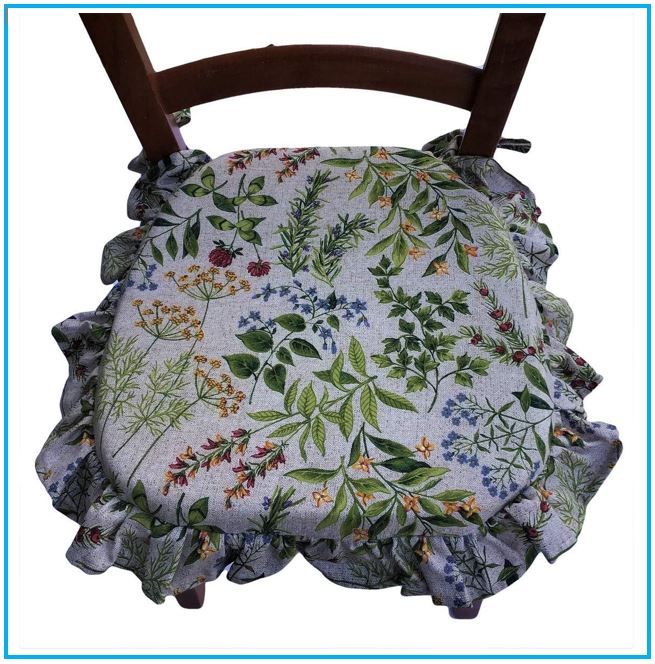 Galettes de chaise sagomés à volants – Lot de 4/6 coussins en coton lavables - -art-1025