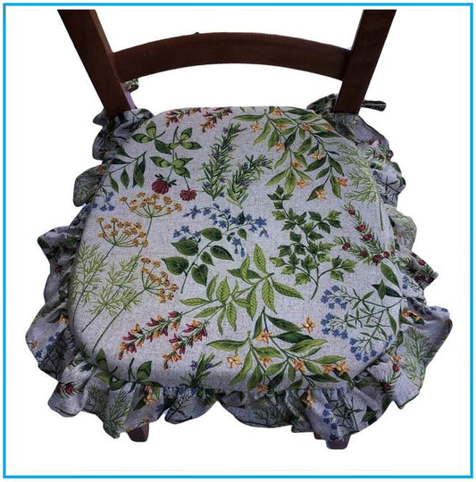 Galettes de chaise sagomés à volants – Lot de 4/6 coussins en coton lavables - -art-1025