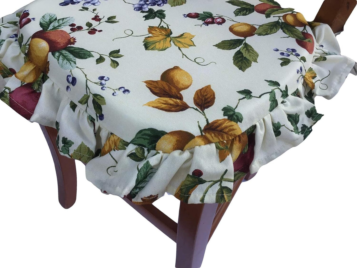 Galettes de chaise de cuisine sagomés avec volants – Lot de 4/6 coussins en coton lavables