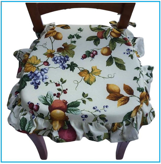 Galettes de chaise de cuisine sagomés avec volants – Lot de 4/6 coussins en coton lavables
