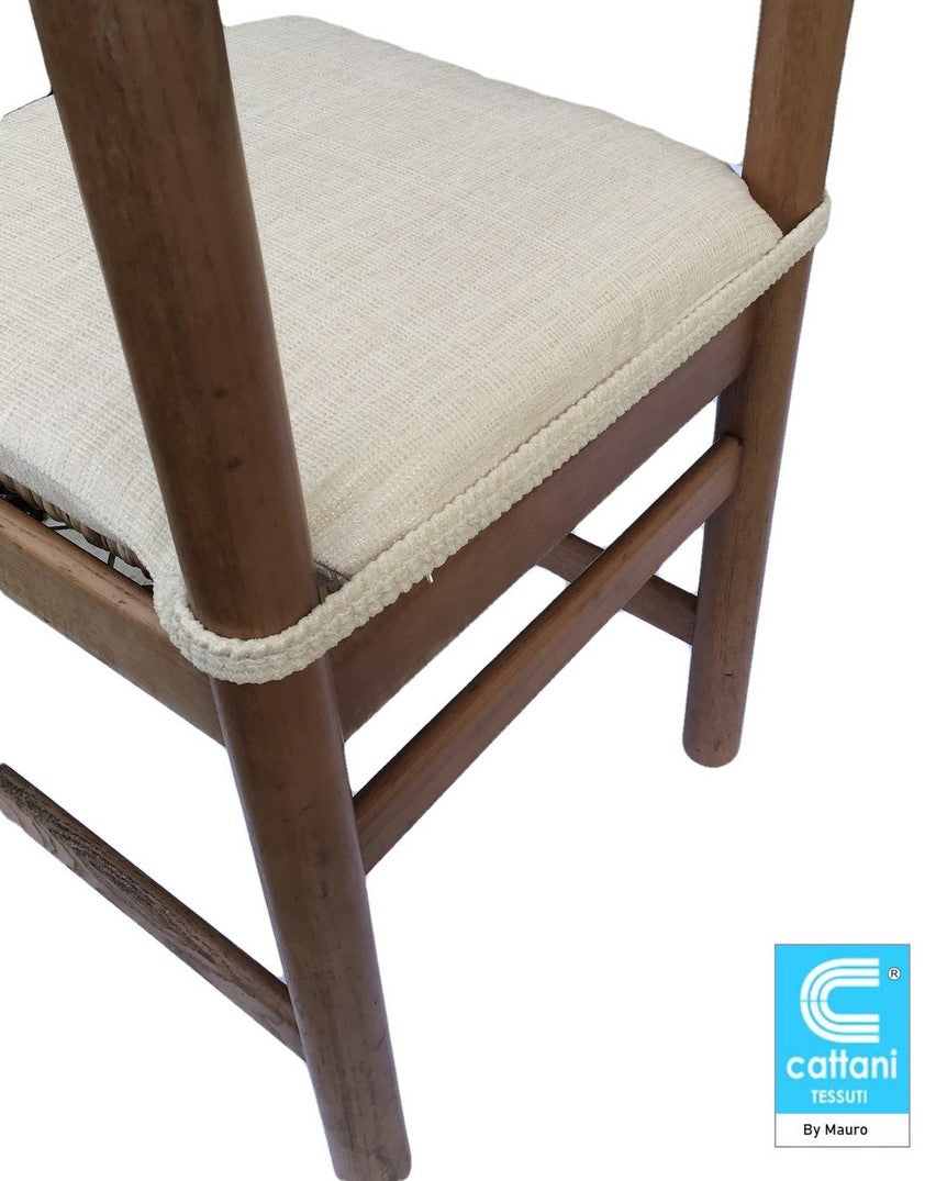 Galettes de chaise de cuisine et de bureau modernes - Set 4/6 Coussins - Tissu  chenille jacquard -  couleur beige - avec élastique 