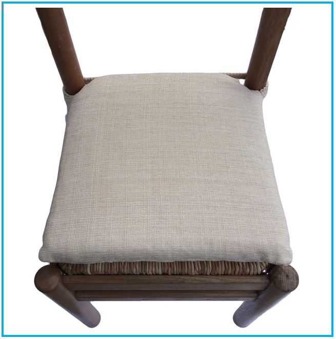 Galettes de chaise de cuisine - Set 4/6 Coussins - Tissu  chenille jacquard -  couleur beige - avec élastique - beige