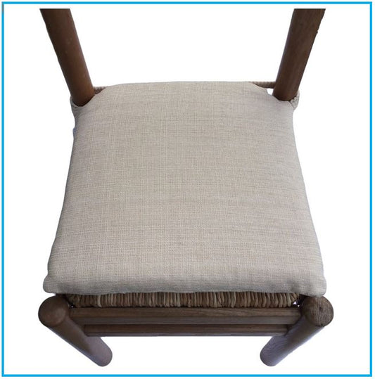 Galettes de chaise de cuisine - Set 4/6 Coussins - Tissu  chenille jacquard -  couleur beige - avec élastique - beige