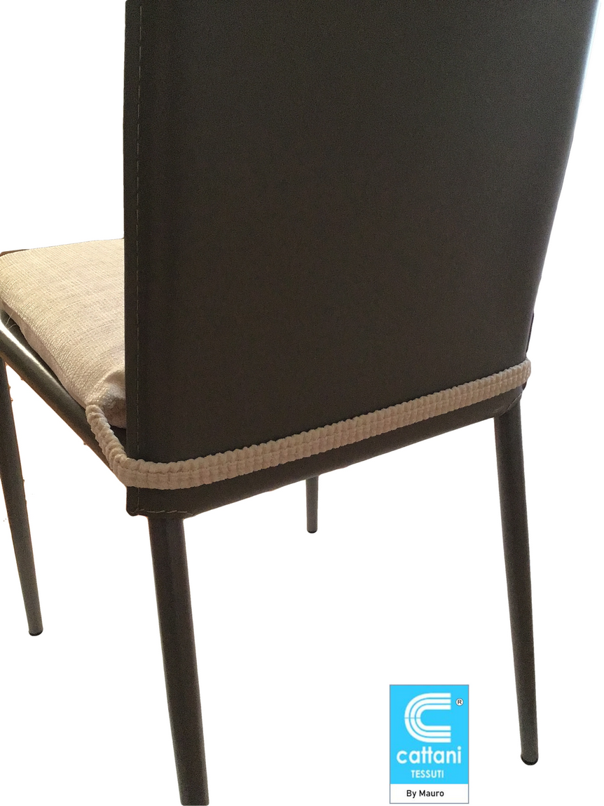 Galettes de chaise de cuisine et de bureau modernes - Set 4/6 Coussins - Tissu  chenille jacquard -  couleur beige - avec élastique 