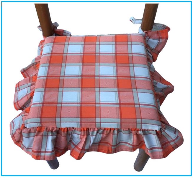 Galettes de chaise à volants – Lot de 4 coussins en coton lavables – Coloris orange- art.101