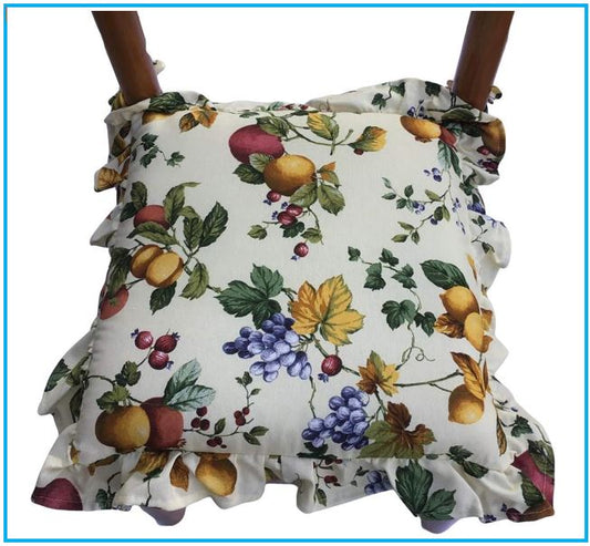 Galettes de chaise à volants – Lot de 6 coussins en coton lavables - Motif automne