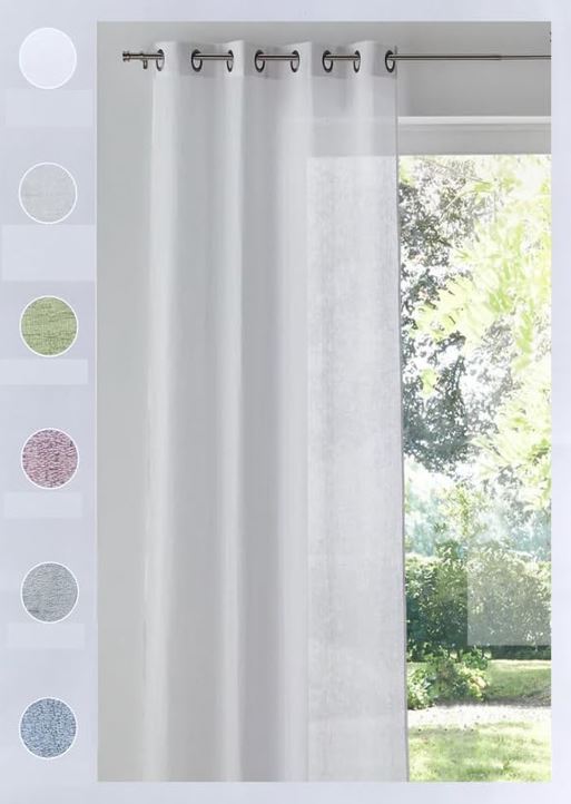 Voilage à oeillets - 1 panneau largeur maxi 200 - hauteur sur mesure - Tissu Crêpe Georgette - gris-art.809