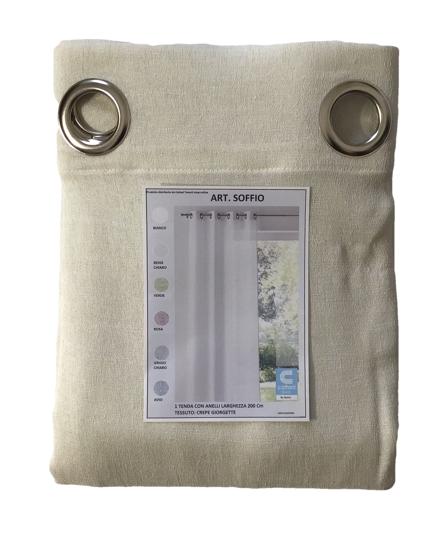 Voilage à œillets | 1 panneau, largeur max. 200 cm | Hauteur personnalisable | Crêpe Georgette beige | Article 807