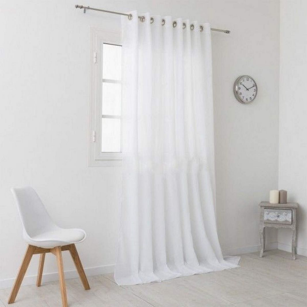 Voilage à oeillets - 1 panneau blanc - largeur 200 cm hauteur de 180 à 280 cm - rideaux salon chambre - art solibra