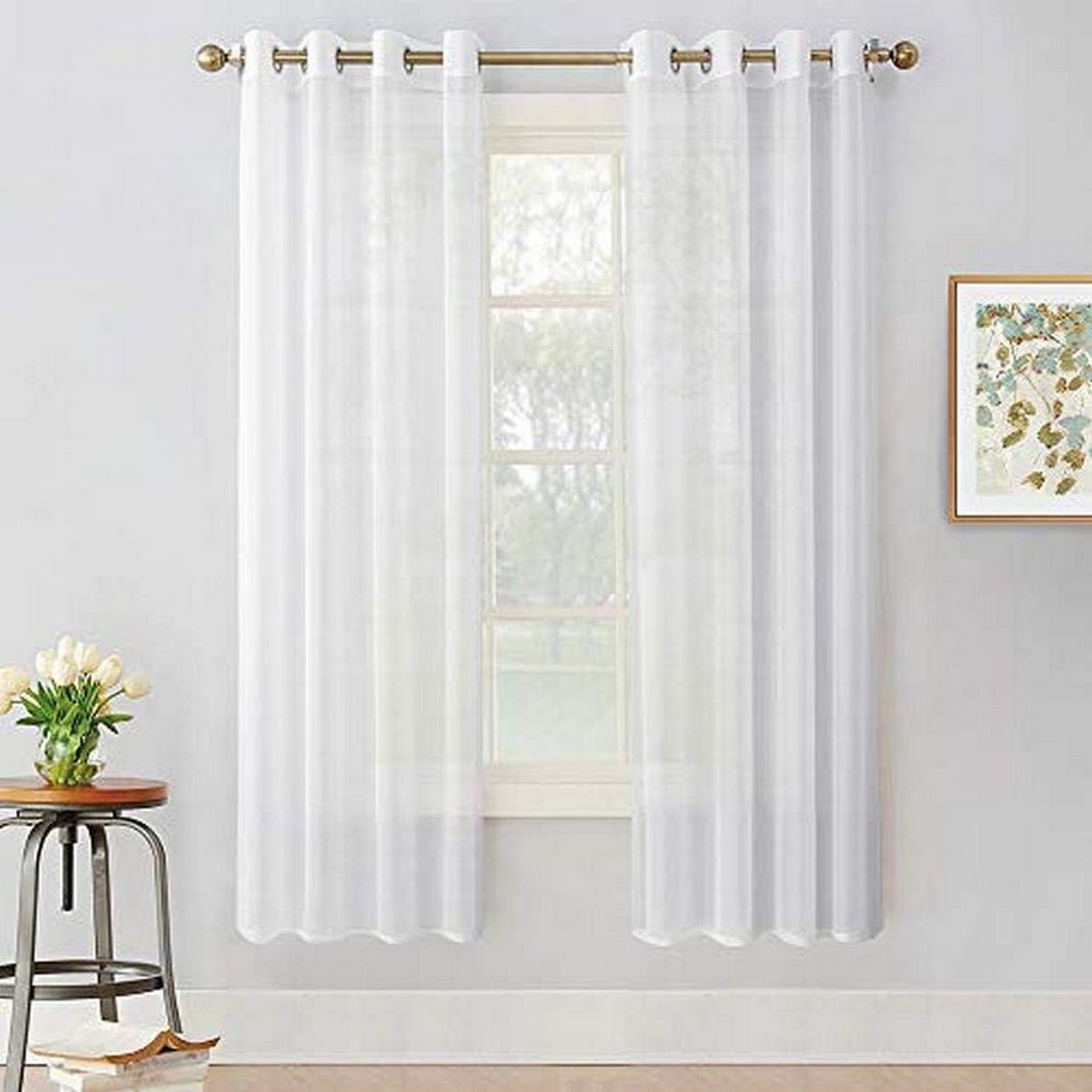Voilage à oeillets - 1 panneau blanc - largeur 200 cm hauteur de 180 à 280 cm - rideaux salon chambre - art solibra