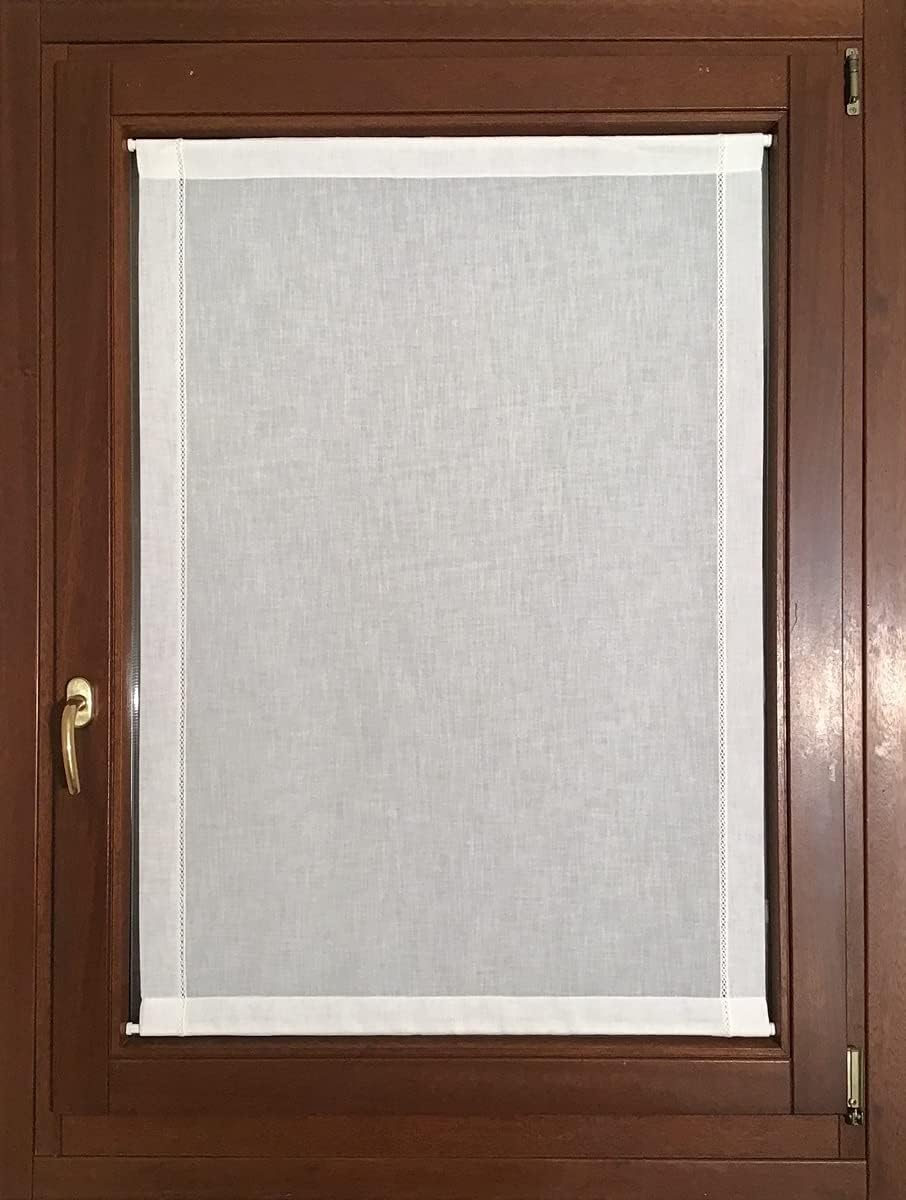 Voilage vitrage – effet lin blanc – passe-tringle – sur mesure de 30 à 120 - tissus effet lin blanc longueur sur mesure art.sonia-art.600
