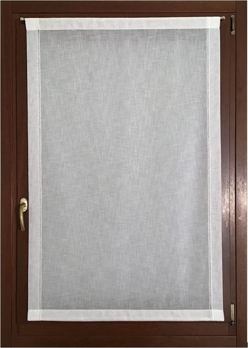 Voilage vitrage – effet lin blanc – passe-tringle – sur mesure de 30 à 120 - tissus effet lin blanc longueur sur mesure art.sonia-art.600